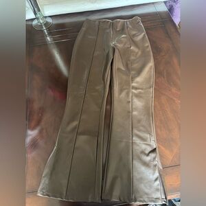 Abercrombie & Fitch Dark Brown Faux Leather Flared Pants